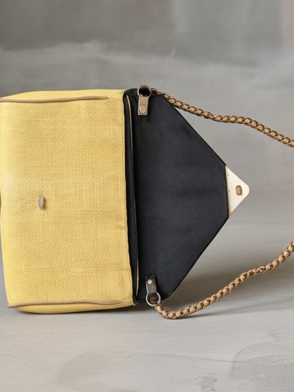 Mossimo Supply Co (2012) Yellow and Black Patterned Envelop Clutch 12"X8" - Picture 3 of 8